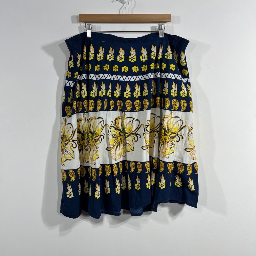 Studio West  Boho Renfair Fairy Grunge Floral Paisley Cotton Midi Skirt XL 90s